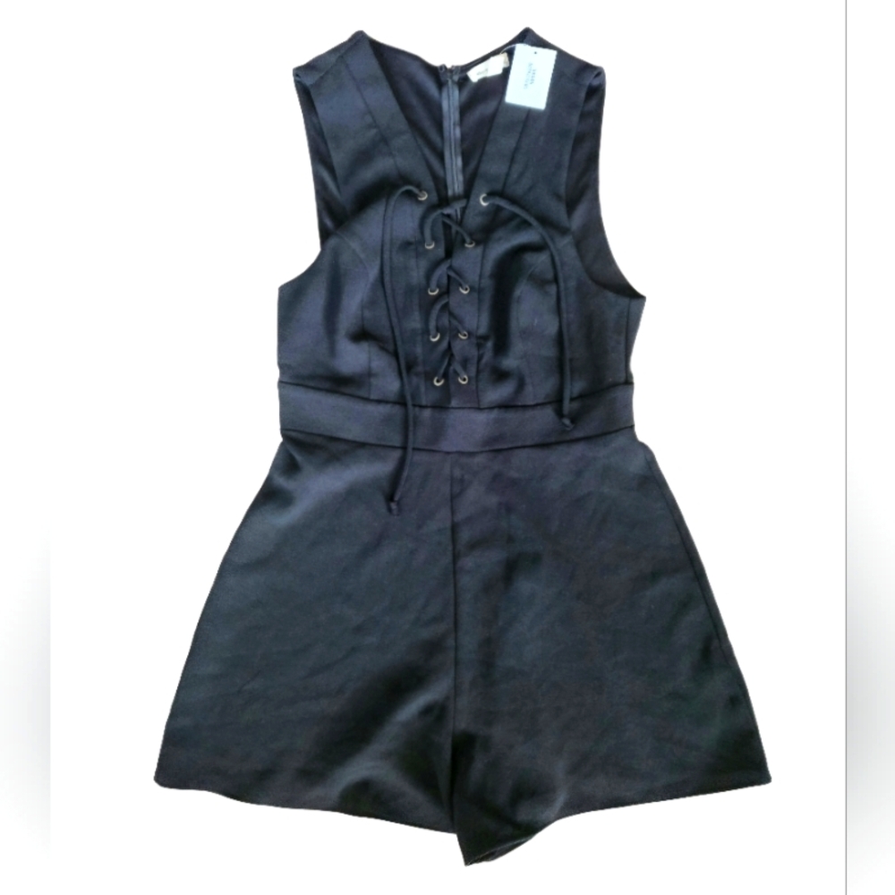 Silence and noise lace up romper.